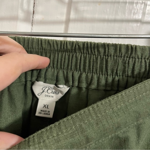 J. Crew Tie Waist Seaside Pants Green Extra Large XL Linen Blend K - Picture 4 of 10